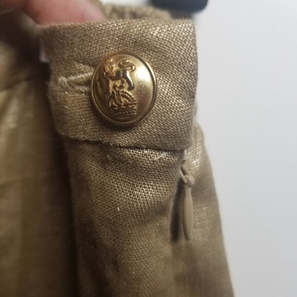 Lauren Ralph Lauren Women's Linen Cropped Gold Tan Straight Pant Sz 16W - Picture 3 of 4